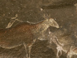 Hunters and Animals in a Cave Painting in the Drakensberg Range Photographic Print by Kenneth Garrett