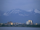 Downtown Anchorage at Twilight Seen from Tony Knowles Coastal Trail Photographic Print by Michael Melford