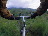 Expedition Members Pedal Their Way Through Lake Clark National Park, Alaska Photographic Print by Bill Hatcher