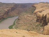 Mountain Bikers on Slickrock Trail Overlooking the Colorado River Photographic Print by Rich Reid