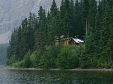 A Traditional Hunting and Fishing Lodge Built on Cli Lake Photographic Print by Raymond Gehman