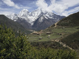 View of a Small Village with Mount Everest in the Background Photographic Print