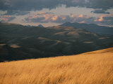 Prairie Grass, Mountains and a Dramatic Sky Create a Scenic View Photographic Print by Skip Brown