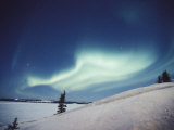 The Aurora Borealis Creates a Fantastic Swirl of Light over the Snowy Landscape Photographic Print by Paul Nicklen