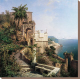 In the Garden, Amalfi Coast Stretched Canvas Print by Franz Richard Unterberger