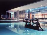 Architect Oscar Niemeyer's Presidential Swimming Pool in Brasilia at Night Photographic Print by Dmitri Kessel