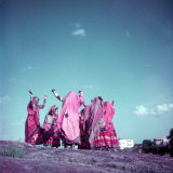 Northern Indian Tribe of Banjara Folk Dancers Performing Somewhere in Hyderabad Photographic Print by Jack Birns
