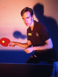 Amateur Olympic Table Tennis Player Sean O'Neill Practicing Premium Photographic Print by Ted Thai