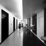 Elevator Bank in the New Time and Life Building Photographic Print by Andreas Feininger