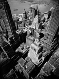 Birds Eye View of New York City Looking Southeast Downtown Towards Battery Park Photographie par Andreas Feininger