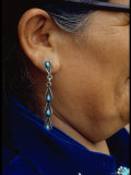 Close Up of Navajo Woman's Ear and Turquoise Earring Made by Native Americans Premium Photographic Print by Michael Mauney