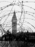 Big Ben and Houses of Parliament Behind Webbing of Barbed Wire, During WWII Photographic Print
