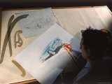 Designers drawing the 1947 Studebaker convertible Premium Photographic Print by Bernard Hoffman