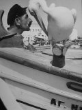 Double Portrait of Fisherman and Pelican Photographic Print by James Burke
