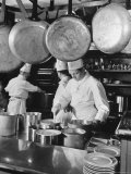 Chefs Cooking in a Restaurant Kitchen at Radio City Photographic Print by Bernard Hoffman