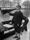 Kent School Headmaster Father Sill Yelling Through Megaphone to Crew Team Photographic Print by Peter Stackpole
