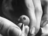 Army Medical Injections at Ft. Belvoir Finger Being Pricked Showing Drop of Blood on End of Finger Photographic Print by Myron Davis