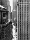 View Looking Down Past the Top of the Federal Reserve Building at Pedestrians on Nassau Street Premium Photographic Print by Andreas Feininger