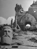 Head of Christ in Front of Destroyed Cathedral 2 Miles from Where the US Dropped an Atomic Bomb Photographic Print by Bernard Hoffman