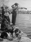 Kids Fishing at Idlewild Park During Trout Season For Children Reproduction photographique sur papier de qualité par Nat Farbman