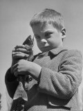 Little Boy with Fish He Caught During Trout Season For Children Premium Photographic Print by Nat Farbman