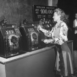 Woman Participating in WWII War Bond Rally in Gambling Casino Photographic Print by John Florea