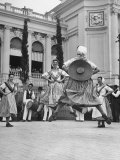 Girls Wearing French Native Costumes of Provence, Menton, and Monac at the Jubilee Celebration Premium-Fotodruck von Hans Wild