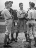 Boys Having a Discussion Before Playing Baseball Premium Photographic Print by Nina Leen