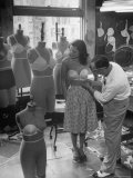 Designer Jack Glick Fitting a Strapless Bra on Model Premium Photographic Print by Nina Leen Designer Jack Glick Fitting a Strapless Bra on Model Premium Photographic Print by Nina Leen