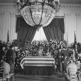 Casket of President Franklin D. Roosevelt Lying in State in the East Room of the White House Photographic Print by George Skadding