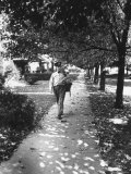 Postman Making His Regular Trip Down the Tree Lined Block Where He Has Delivered Mail For 20 Years Premium Photographic Print by Alfred Eisenstaedt