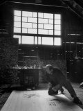 Jackson Pollock Working on a Painting Photographic Print by Martha Holmes