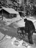 Gentleman Hauling Firewood to His Home Through the Deep Snow in Order to Keep His Fire Going Impressão fotográfica premium por George Silk Gentleman Hauling Firewood to His Home Through the Deep Snow in Order to Keep His Fire Going Impressão fotográfica premium por George Silk