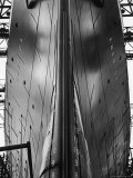 Exact Front View Looking Up at the Hull of Oceanliner, America, Showing Depth Numbers Photographic Print by Alfred Eisenstaedt