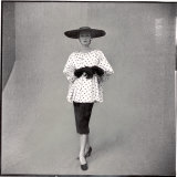 Fashion Model Showing Polka Dotted Smock Top over Black Skirt by Balenciaga Photographie par Gordon Parks