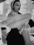 Lady Modeling a Boa Made Out of Six Rounded Skins of Natural White Fox, Selling For $350 Photographic Print by Gordon Parks
