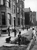 African American Children Playing on the Sidewalk in the Slums of Chicago Premium Photographic Print by Gordon Coster