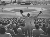 Enthusiastic Fan Cheering in Stands During Cuban Baseball Game Photographic Print by Mark Kauffman