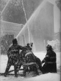 Firemen Fighting a Fire During Icy Weather Photographic Print by Al Fenn