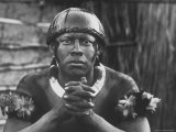 Brazilian Indian Preparing For a Dance Ceremony Premium Photographic Print by Stan Wayman