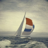 12-m. Yacht Nefertiti, Designed by Ted Hood, Sailing Through Waves at Pre America's Cup Test Run Photographic Print by George Silk