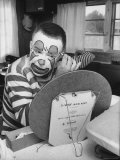 Former College Professor Charles Boas Putting on Makeup For New Job as a Circus Clown Premium Photographic Print by Francis Miller
