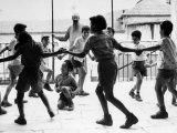 Jewish Children at Religious School Dancing Israel Folk Dances at Recess Premium Photographic Print by Paul Schutzer