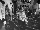 Interior View of Barber Shop Premium Photographic Print by Bernard Hoffman