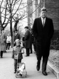 Caroline, Walking with Daddy, President Elect John F. Kennedy Photographic Print by Bob Gomel