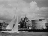 British Yacht Sceptre in Portsmouth Harbor, Making Trail Run For America's Cup Race Photographic Print by Mark Kauffman