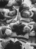 Kindergarten Students at the Yumin Chinese School Laying Head to Head During Nap Time Premium Photographic Print by Howard Sochurek