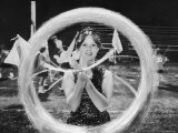 Muncie Central High Twirler During Local Football Game Premium Photographic Print by Ted Thai