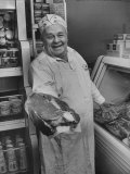 Grocer E.G. Guthart Displaying One of His Steaks Photographie par Francis Miller