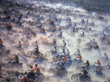 Motorcyclists Racing 75 Miles Cross Country Through Mojave Desert Photographic Print by Bill Eppridge